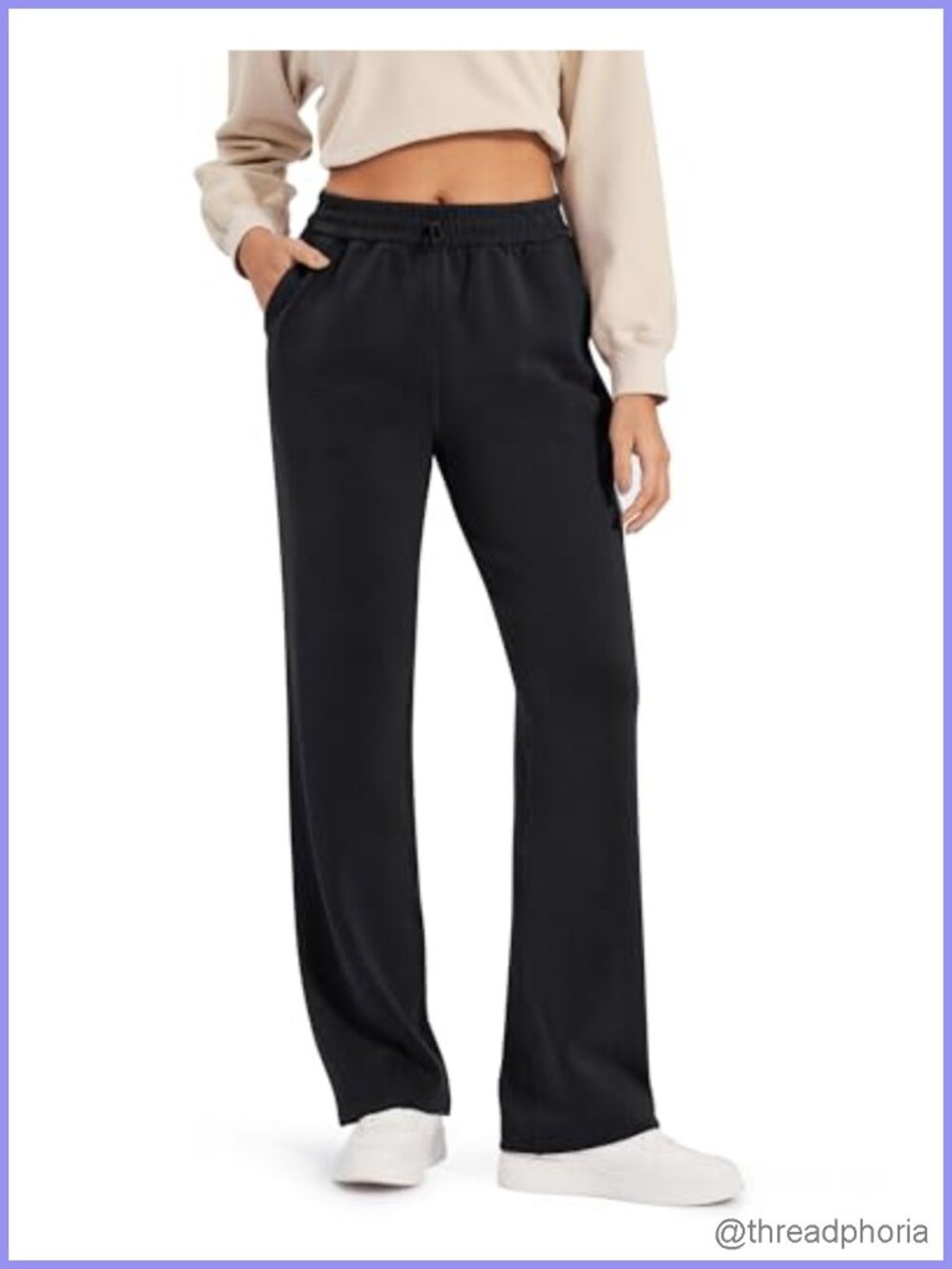 Wide Leg High Waist Sweatpants with Pockets Drawcord Lounge Yoga